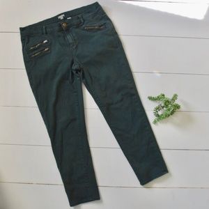 J. Crew Green Ankle Zip Skinny Leg Pants